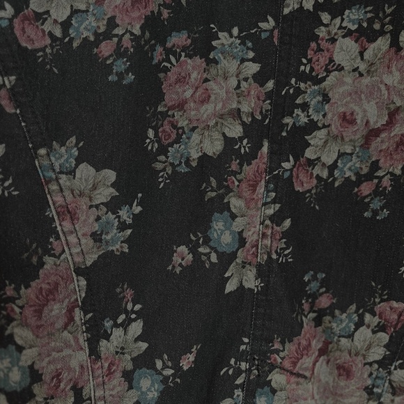 Free People Puffy Sleeves Floral Denim Jacket - Picture 6 of 10